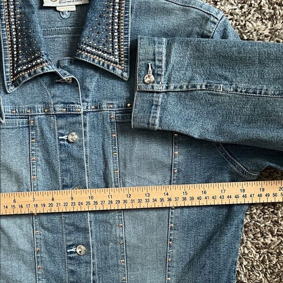 Like New! Christine Alexander Swarovski Embellished Horse Denim Jacket in Size S - Picture 11 of 16